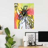 Poster Peter Max style original signé peinture acrylique (Bureau à domicile)