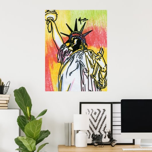 Poster Peter Max style original signé peinture acrylique (Bureau à domicile)