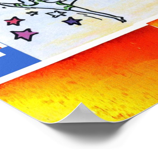 Poster Peter Max style original signé peinture acrylique (Coin)