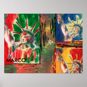 Poster Peter Max style original signé peinture acrylique