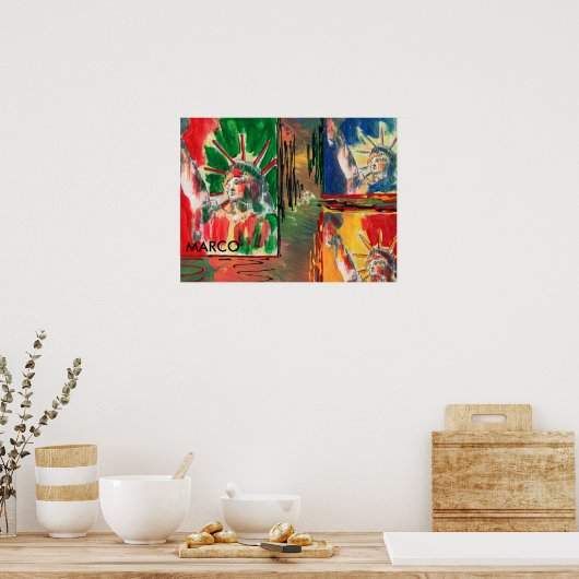 Poster Peter Max style original signé peinture acrylique (Cuisine)