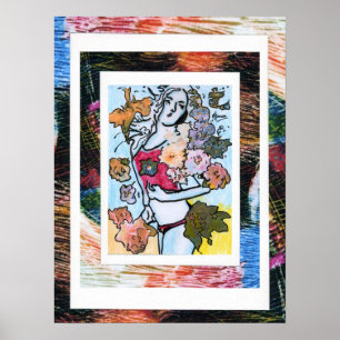 Poster Peter Max style original signé peinture acrylique