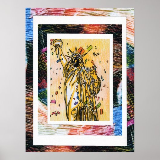 Poster Peter Max style original signé peinture acrylique (Devant)