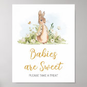 Poster Peter Rabbit Baby shower Les bébés sont doux (Devant)