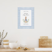 Poster Peter Rabbit Blue Gingham Baby Shower Welcome (Cuisine)