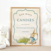 Poster Peter Rabbit Combien de bonbons Baby shower Jeu