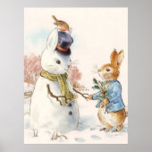 Poster Peter Rabbit et le Snowman par Beatrix Potter (Devant)