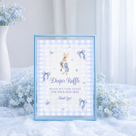 Poster Peter Rabbit Gingham Baby Shower Diaper Raffle