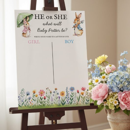 Poster Peter Rabbit He or She Gender Reveal Voting Game