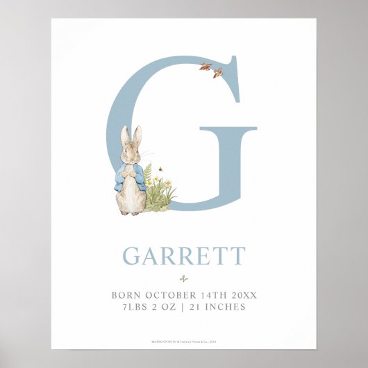 Poster Peter Rabbit | Lettre personnalisée G (Devant)