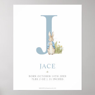 Poster Peter Rabbit Lettre personnalisée J