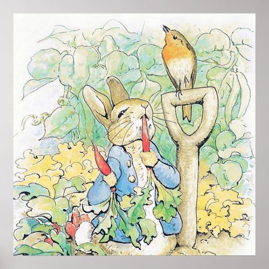Poster "Peter Rabbit mange une carotte" par Beatrix Potte (Devant)