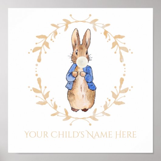Poster Peter Rabbit soufflant la gomme blanche Personnali (Devant)