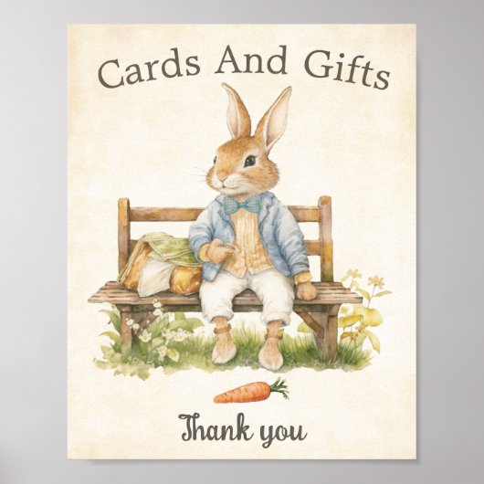 Poster Peter The Rabbit - Cartes De Baby shower Et Cadeau (Devant)