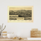 Poster Peterborough New Hampshire 1886 Antique Panorama (Cuisine)