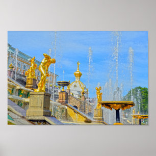 Poster Peterhof Golden Statues, Russie