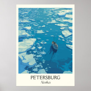 Poster Petersburg Alaska Banquises sur l'eau