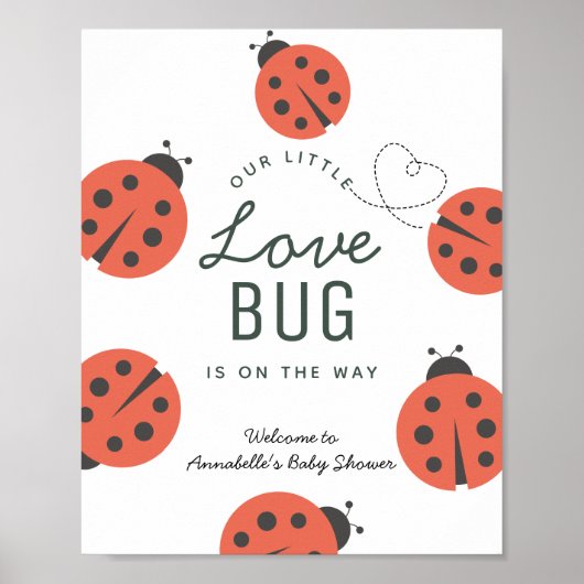 Poster Petit Amour Bug Ladybug Baby shower Bienvenue (Devant)