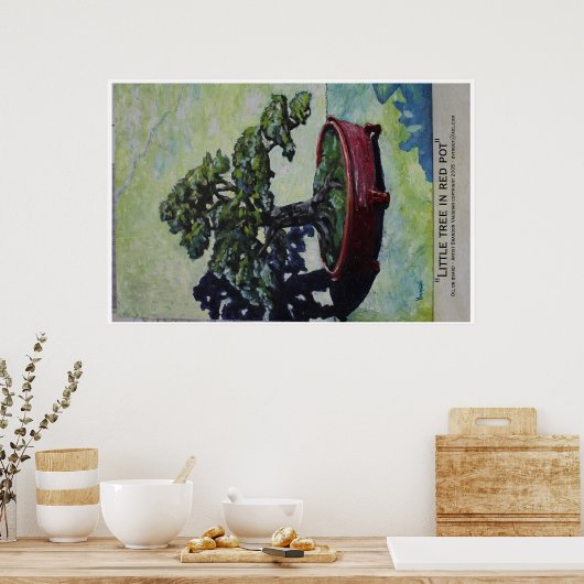 Poster Petit arbre en pot rouge (Cuisine)