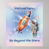 Poster Petit Astronaute Mignon avec Fusée (Devant)