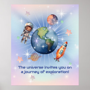 Poster Petit Astronaute Mignon dans l'Espace