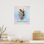 Poster Petit Astronaute Mignon en Combinaison Spatiale (Cuisine)