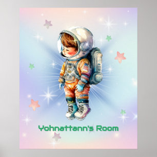 Poster Petit Astronaute Mignon en Combinaison Spatiale