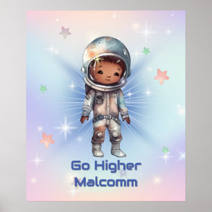 Poster Petit Astronaute Mignon Portant une Combinaison Sp