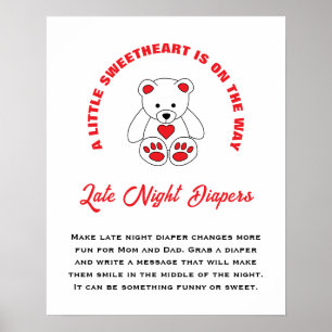 Poster Petit Baby shower amoureux Diapositives nocturnes