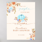 Poster Petit Baby shower Citrouille Blue Boy Bienvenue (Devant)