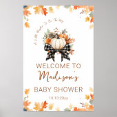 Poster Petit Baby shower Citrouille Floral & Accueil Plai (Devant)
