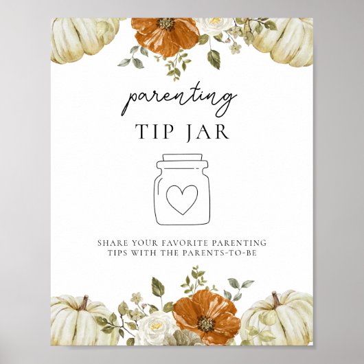 Poster Petit Baby shower Citrouille Parenting Conseil Jar (Devant)