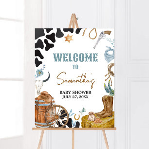 Poster Petit Baby shower Cowboy Bienvenue