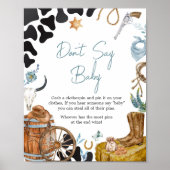 Poster Petit Baby shower Cowboy ne dit pas bébé (Devant)