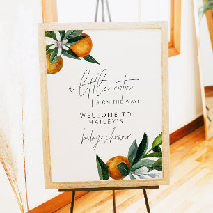 Poster Petit Baby shower Cutie Citrus Orange Bienvenue