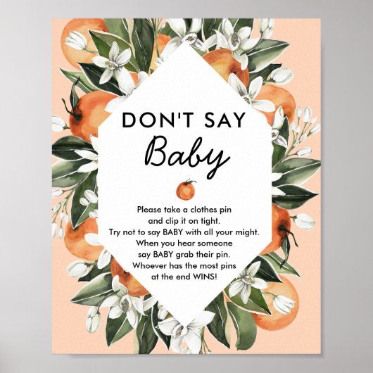 Poster Petit Baby shower Cutie ne pas dire Baby Game Sign (Devant)