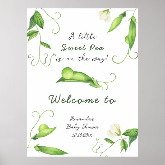 Poster Petit Baby shower d'accueil pour petits pois doux (Devant)