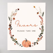 Poster Petit Baby shower d'automne Citrouille Faveurs (Devant)