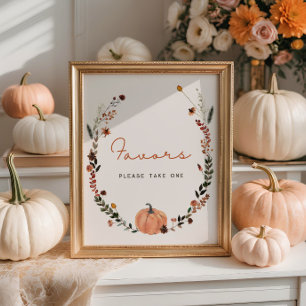 Poster Petit Baby shower d'automne Citrouille Faveurs
