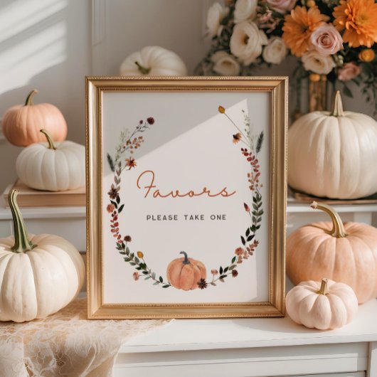 Poster Petit Baby shower d'automne Citrouille Faveurs