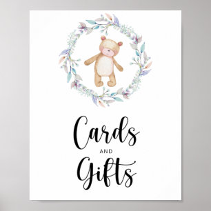 Poster petit baby shower de cartes et cadeaux d'ours en p