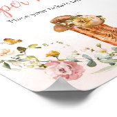 Poster Petit Baby shower de lèche-couche Floral (Coin)