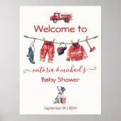 Poster Petit Baby shower de pompier Panneau de bienvenue (Devant)