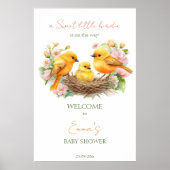 Poster Petit baby shower de printemps d'oiseau signe de b (Devant)