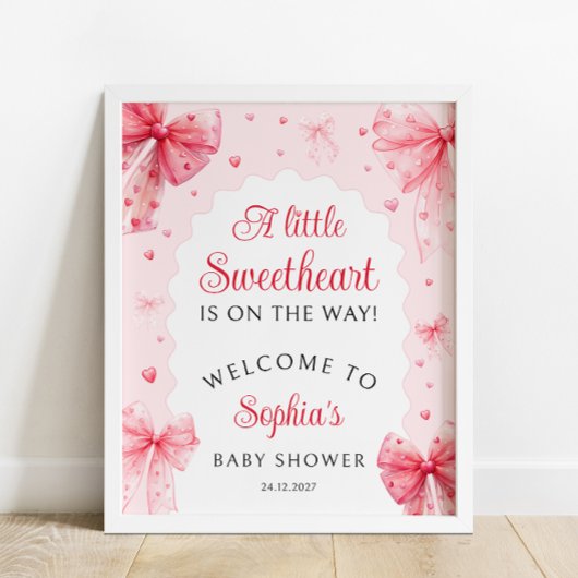 Poster Petit Baby shower de Valentines amoureuse Bienvenu