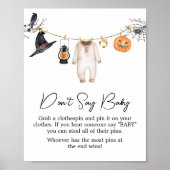 Poster Petit Baby shower d'Halloween ne dit pas bébé (Devant)