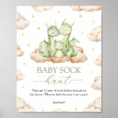 Poster Petit Baby shower Dragon Bébé Chasse Sock Signal (Devant)