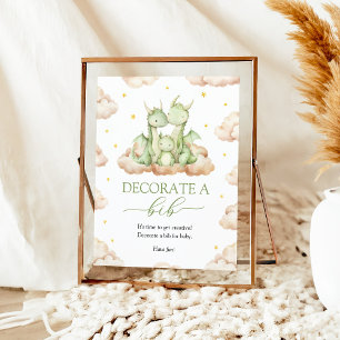 Poster Petit Baby shower Dragon Décorez Un Panneau Bib