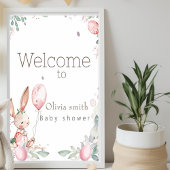 Poster petit baby shower lapin à fleurs doux