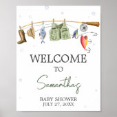 Poster Petit Baby shower pêcheur Bienvenue (Devant)